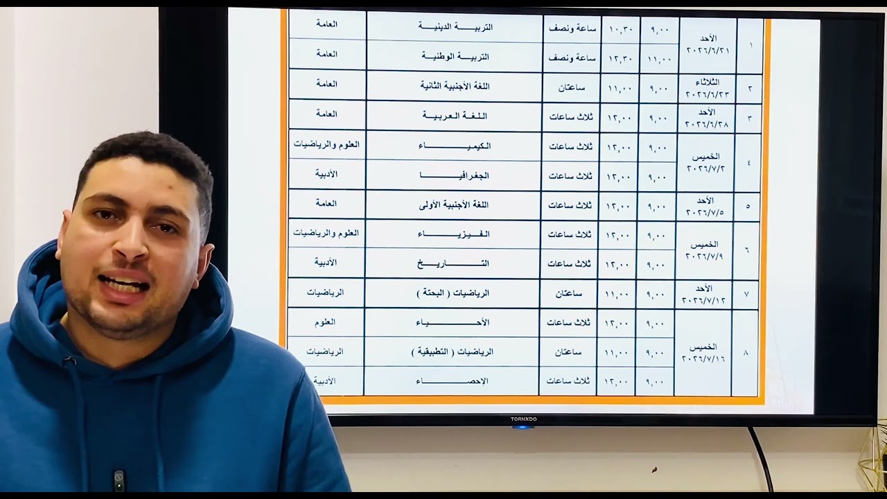 جدول امتحانات الثانوية العامة 2026 وشويه نصايح