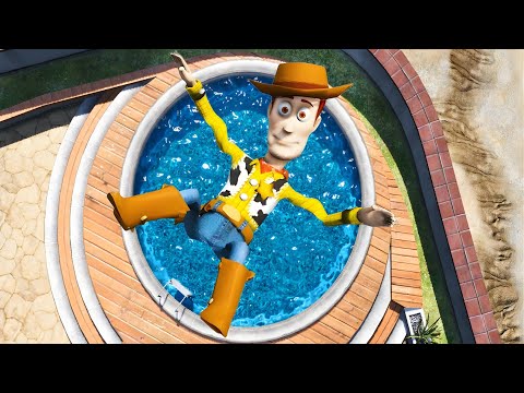 GTA 5 Ragdolls Woody Jumps/Fails (Euphoria Physics/Compilation) #01