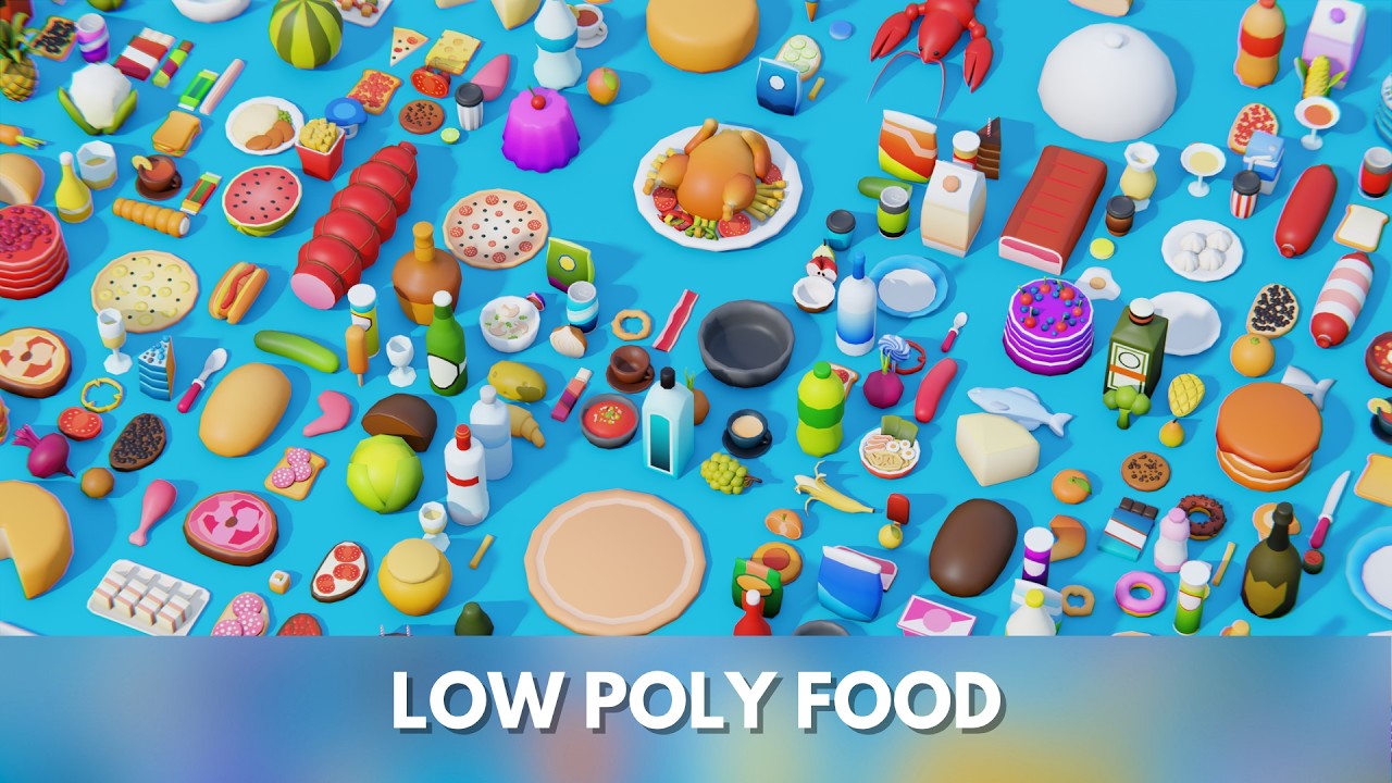 Low Poly Food Pack 3D Model