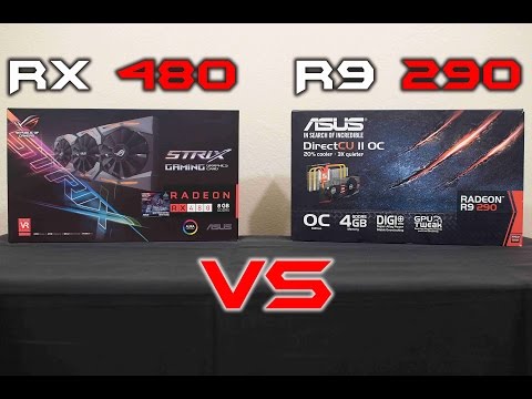 ASUS R9 290 DC2O vs ROG Strix RX 480 O8G (benchmarks + GTA V, 1080p) [EN] Video