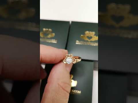 Gold and Pave Set Diamond Claddagh Ring