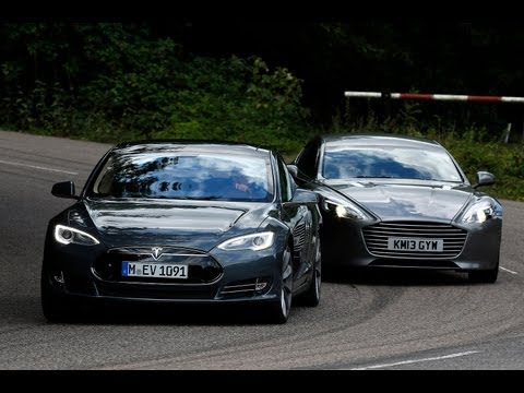 Tesla Model S takes on the Aston Martin Rapide S in the ultimate luxury saloon battle Video