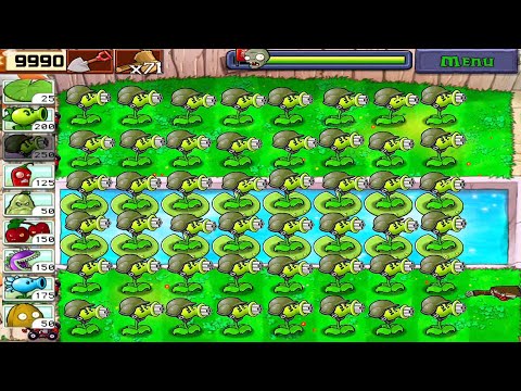 Plants vs Zombies • 99 Gatling Pea vs 99 Zombies • Survival Pool Walkthrough • Full HD [ 1080p ]