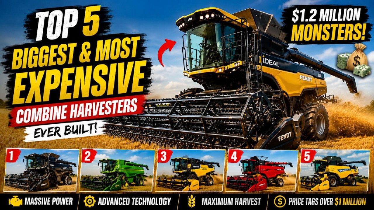 🔥 Top 5 Biggest & Most Expensive Combine Harvesters Ever Built 🚜💰 $1.2 Million Monsters!
