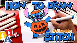 How To Draw Stitch In A Pumpkin Halloween Costume