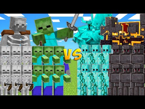 ZOMBIES & SKELETONS vs DIAMOND & NETHERITE ARMY