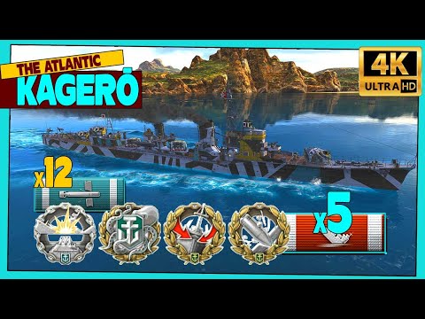 Destroyer Kagerō on map The Atlantic, calm & skilled play - World of Warships