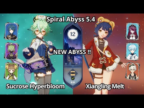 NEW !! Sucrose Hyperbloom & Xiangling Melt - Spiral Abyss 5.4 Floor 12 Genshin Impact