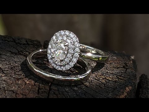 0.84 carat GIA Certified Oval Brilliant E-VVS1 Double Halo Diamond Platinum (PT950) Engagement Ring