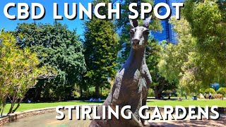 Perth Stirling Gardens Lunch Break Walk 2026 — CBD Lunch Spot, Sculptures & City Garden (4K)