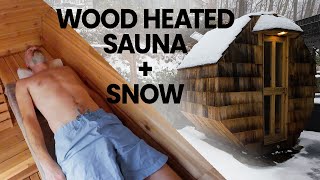 A Snowy Winter Sauna Day: Wood Heat, Reading, and Relaxation