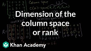 Dimension of the Column Space or Rank