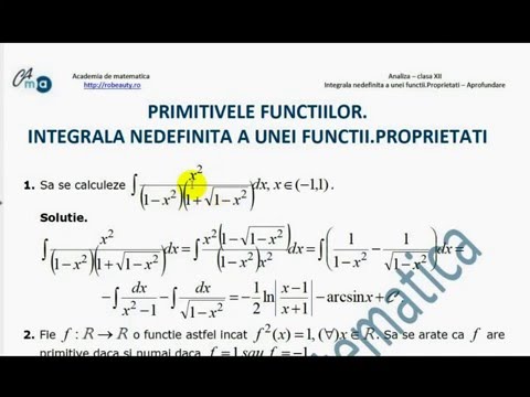 XII-Analiza-Primitivele unei functii.Integrala nedefinita,proprietati - aprofundare