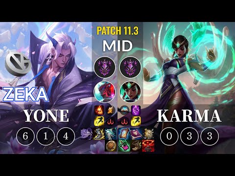 VG Zeka Yone vs Karma Mid - KR Patch 11.3