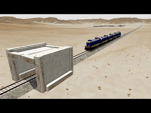 Impossible Wall Bridge VS Trains Crossing Rail Track - BeamNG.Drive | Twin BeamNG