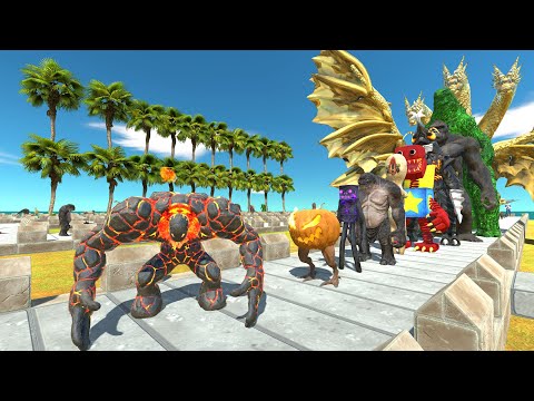 Lavaboy vs Godzilla Green COCONUT DEATH RUN - Animal Revolt Battle Simulator