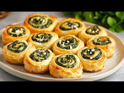 Why didn't I know this recipe before? Super quick puff pastry rolls with spinach and feta