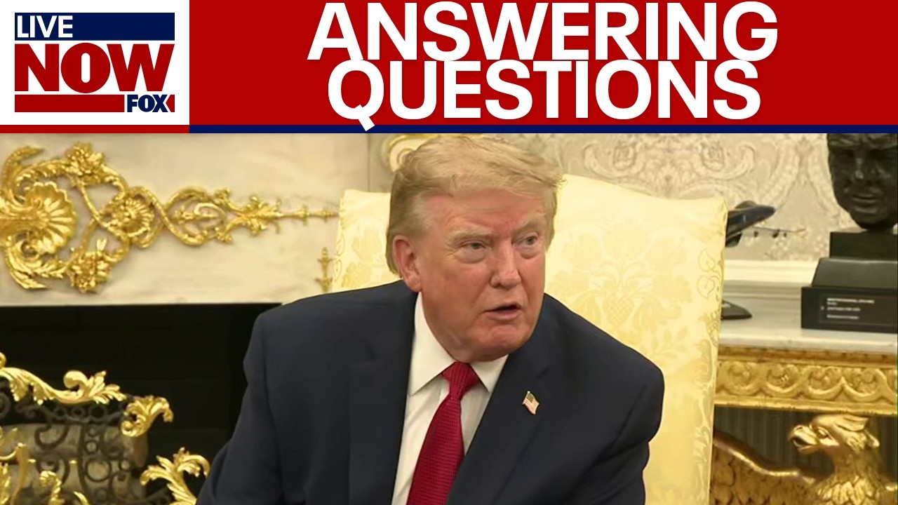 Pres  Trump answers reporter questions in the Oval Office