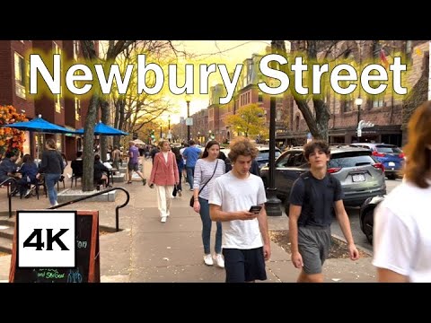 Boston's Shopping Street · Newbury Street · Sunset Walk · 4K