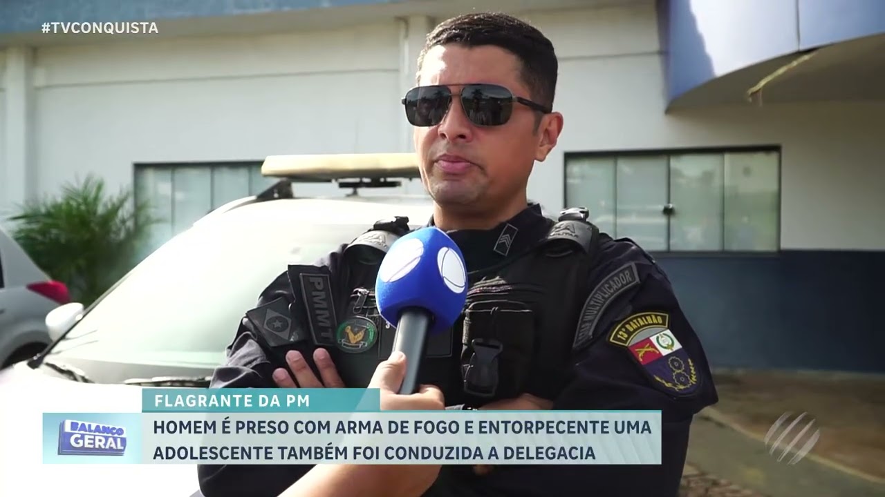Denúncia anônima leva à prisão de homem com arma e drogas; adolescente é conduzida