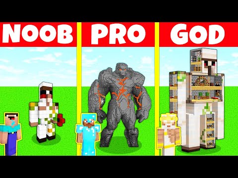 Minecraft Battle: GOLEM HOUSE BUILD CHALLENGE - NOOB vs PRO vs GOD / Animation