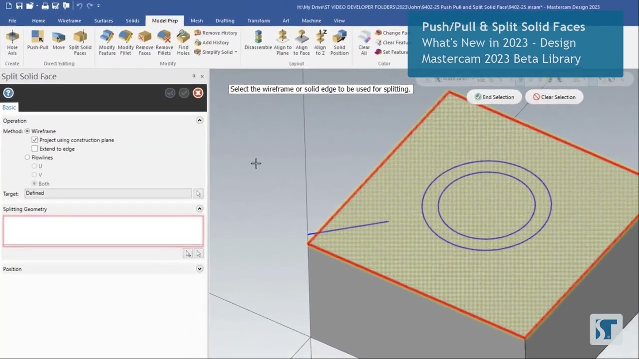 Push-Pull & Split Solid Faces in Mastercam 2023 | Lesson Preview
