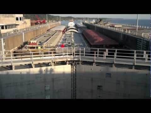 Barge Moving Through Kentucky Dam Lock System