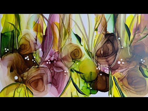 Alcohol Ink Abstract Fluid Art Painting with Catalyst Wedge / Danish Artist Demo 163