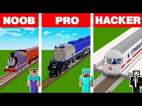 Minecraft NOOB vs PRO vs HACKER: TRAIN HOUSE BUILD CHALLENGE in Minecraft Animation