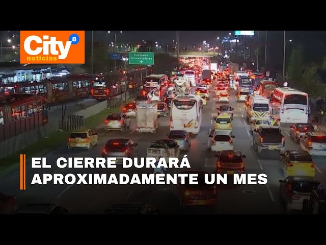 Cierre en calzada rápida de la Autopista Norte