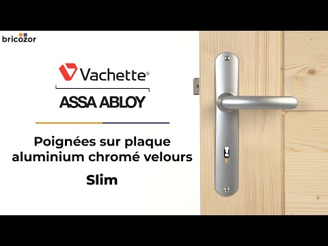 Poignées de porte sur plaques - aluminium chromé velours - Slim VACHETTE
