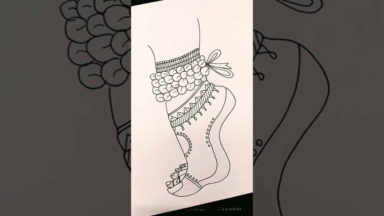 Classic kathak ghungroo leg drawing/Samruddhi Harne #shorts