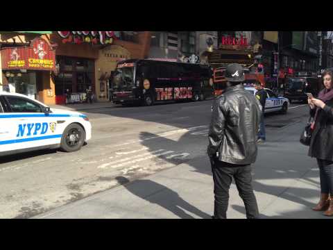 NYPD ANTI-TERROR HERCULES TEAM PATROLLING ON 8TH AVENUE IN HELL'S KITCHEN, MANHATTAN, NEW YORK CITY.