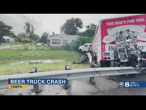 Budweiser truck rolls off I-275 southbound stalling traffic