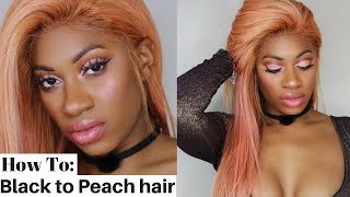 How To Dye Full Lace Wig "Fiercly Peach" color Ft. DoubleLeaf Hair + Full Review