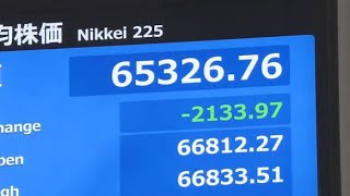 日経平均、一時2100円超下落　売り注文膨らむ東京市場📉日経平均が一時2100円超下落　広がった市場の警戒感東京株式市場で売り膨らむ　日経平均一時2100円超下落