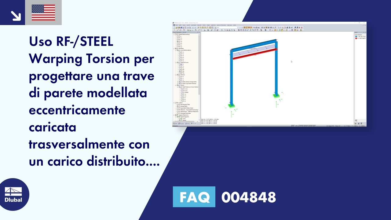 [EN] FAQ 004848 | Progetto una trave da parete modellata eccentricamente in RF-/STEEL Warping Torsion ...