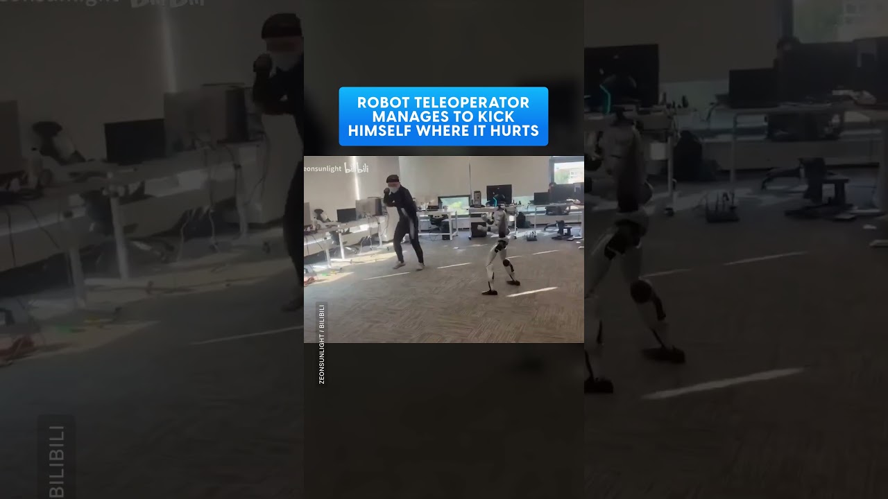 Robot Teleoperator Kicks Himself