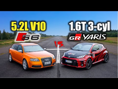 10- VS. 3-SYLINTERIÄ | AUDI S6 5.2L V10 VS. TOYOTA YARIS GR STAGE 1 | KIIHDYTYSKISA