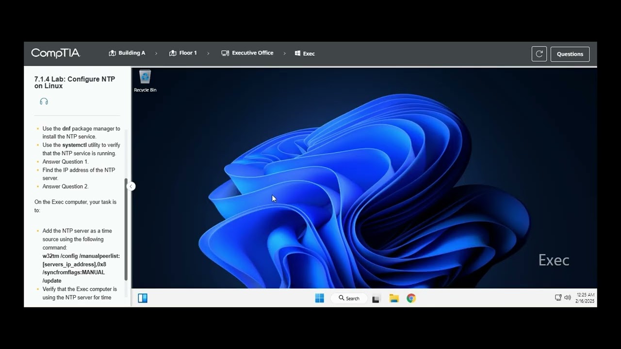 Testout | Network + | 7.1.4 Lab: Configure NTP on Linux