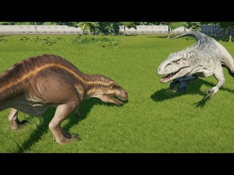 Acrocanthosaurus(Modified) VS Indominus Rex, T-Rex, Spinosaurus And More - Jurassic World Evolution