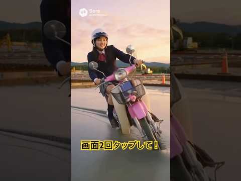  スーパーカブで生コンの上を走る女子高生 #ai 