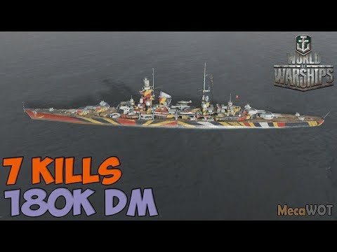 World of WarShips | Hindenburg  | 7 KILLS | 180K Damage - Replay Gameplay 1080p 60 fps