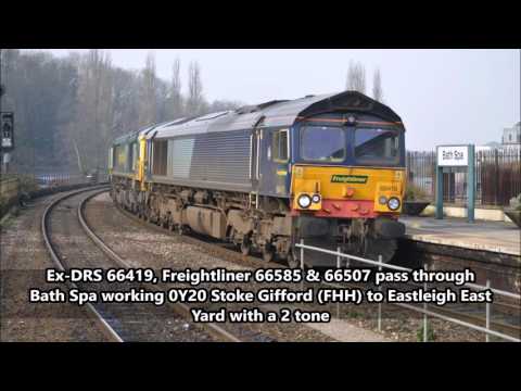Ex DRS 66419, Freightliner 66585 & 66507 @ Bath Spa