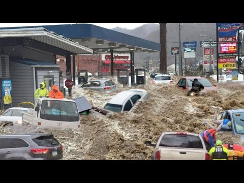 Chaos in Arizona today! Tsunami-like flash floods destroy Homes and Cars in Globe-Miami!