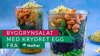 Byggrynsalat med krydret egg - sunt og godt!