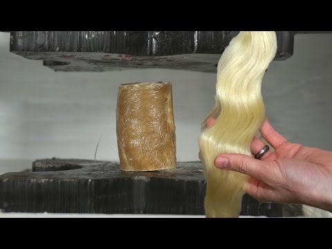 How Strong Is Human Hair Composite When Crushed In A Hydraulic Press? Video