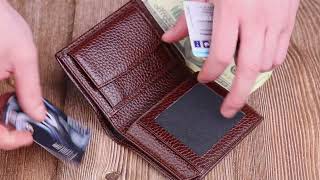 Мужской кошелек без застежки из натуральной кожи KARYA 21365 коричневый