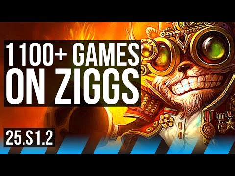 ZIGGS vs RYZE (MID) | 1100+ games | KR Grandmaster | 25.S1.2