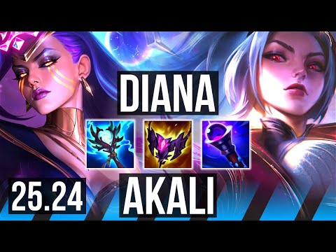 DIANA vs AKALI (MID) | Good KDA: 11/2/7 | KR Grandmaster | 25.24